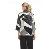 'Starburst" Abstract-Print Blouse in Black/Grey - 3448-B/G