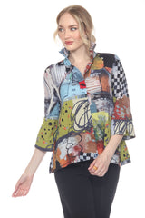 Artsy Mixed-Media Print Blouse in Multi - 3448-MUT