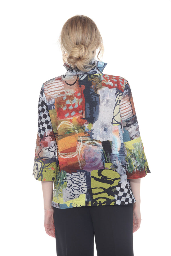 Artsy Mixed-Media Print Blouse in Multi - 3448-MUT