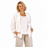 Seersucker Button Front Shirt in White - 46971