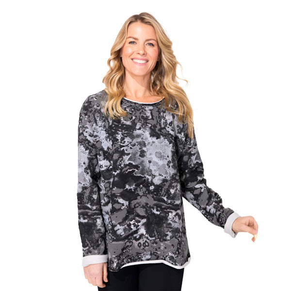 Marble Washed Fleece Allover Print Pullover - 14550