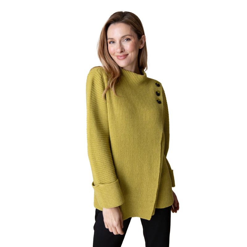 Habitat Cotton Shaker Funnel Neck Tunic Sweater in Pear - 87415-PR