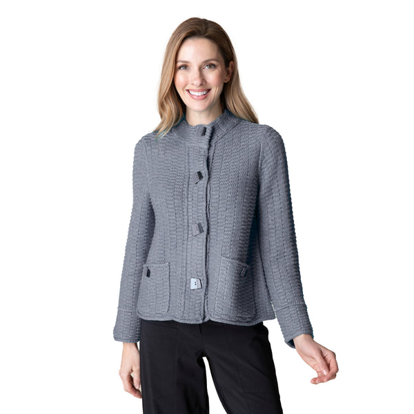 Textured Knit Brick Stitch Cozy Jacket in Iron - 89106-IRN - Size S Only!