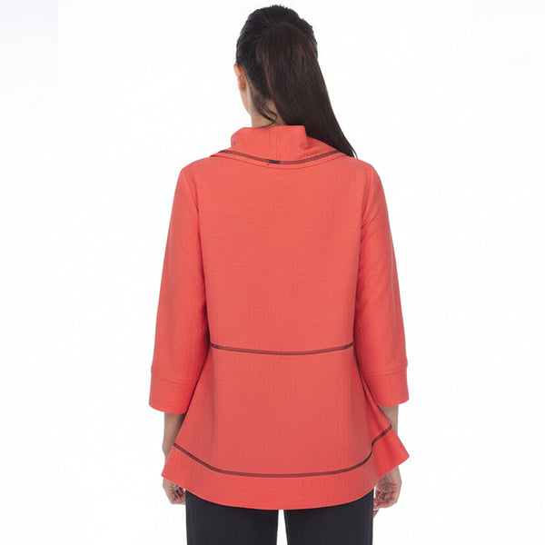 Drape-Neck Patch Pocket Tunic in Coral Red - 3515