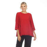 Pocket Tunic Top w/ Stitching in Red/Black - 3548 NP