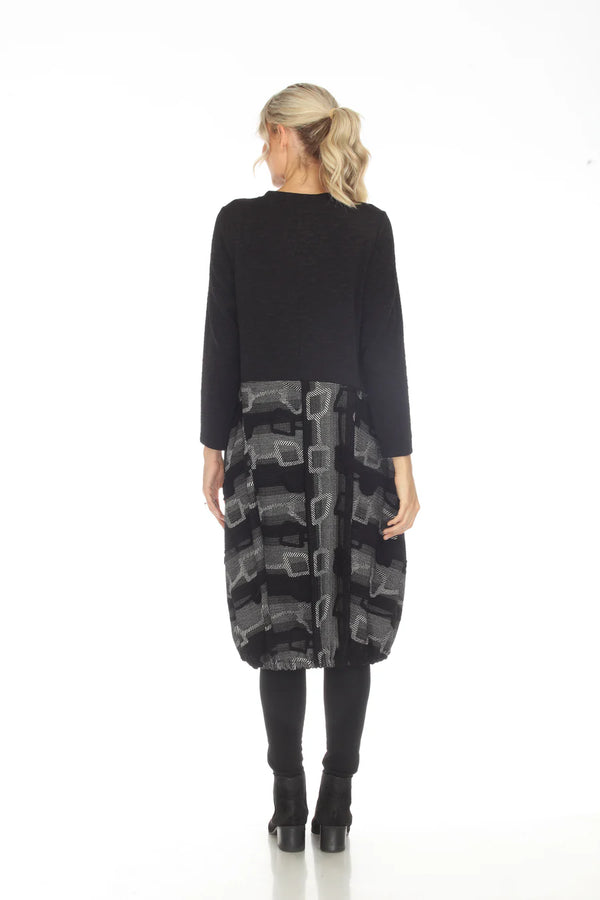 Chain Link Sweater Dress in Black/Grey - 3558-GRY