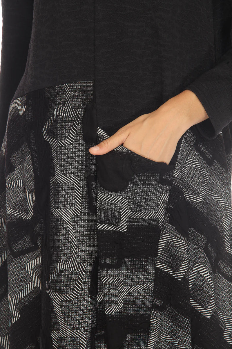 Chain Link Sweater Dress in Black/Grey - 3558-GRY