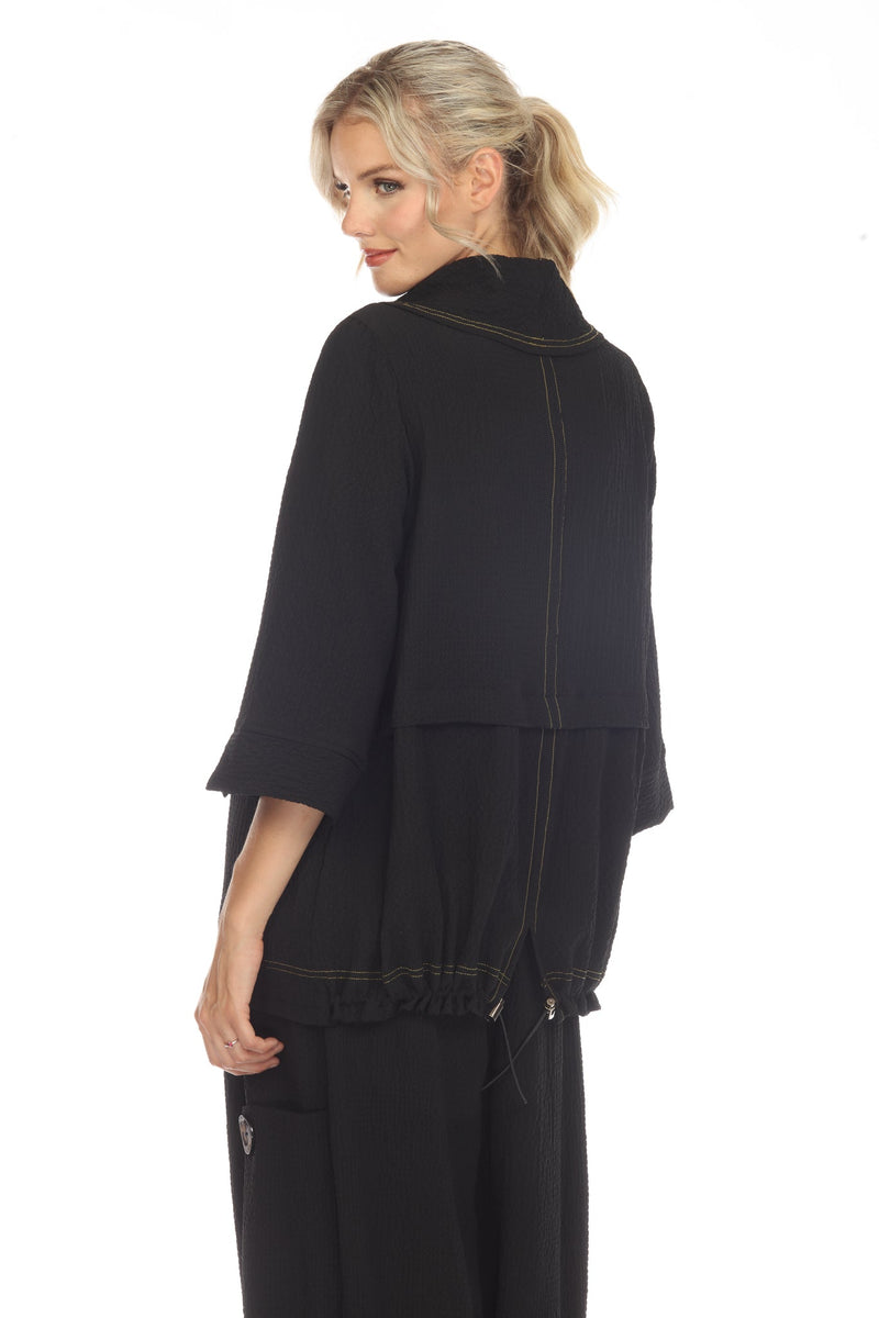 Moonlight Contrast-Trim Tunic Top in Black - 3573-BLK