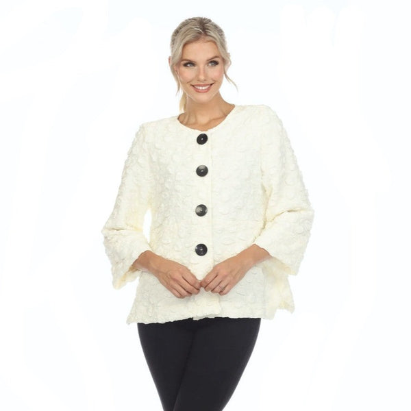 Moonlight Textured Button Front Jacket in Ivory - 3576-IVO - Sizes S & XL Only!
