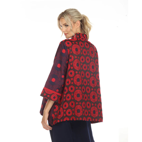 Moonlight Polka-Dot Jacquard Jacket in Red - 3595-RD