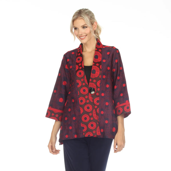 Moonlight Polka-Dot Jacquard Jacket in Red - 3595-RD