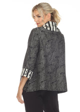 Jacquard Button Front Jacket in Silver Grey - 3596TAF-SLV