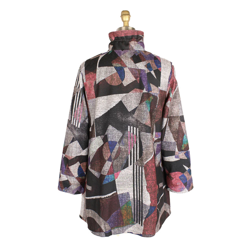 Damee Modern Art-Print Button Front Coat in Multi - 4907