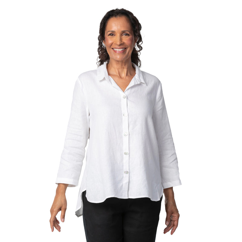 Habitat Cotton/Linen Hi-Low Shirt in White - 41531-WT