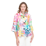 Abstract Vibrant Watercolor-Print Jacket - 4868-PNK - Size XS & XXL Only!