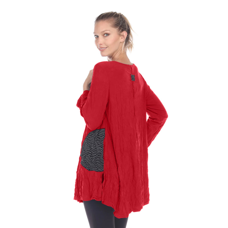 Moonlight Crinkle Textured Tunic W/ Pockets in Red - 2754-RD