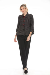 Geometric-Print Button Front Jacket - 3616