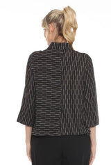 Geometric-Print Button Front Jacket - 3616