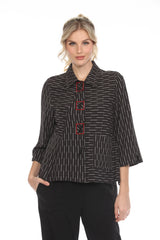 Geometric-Print Button Front Jacket - 3616