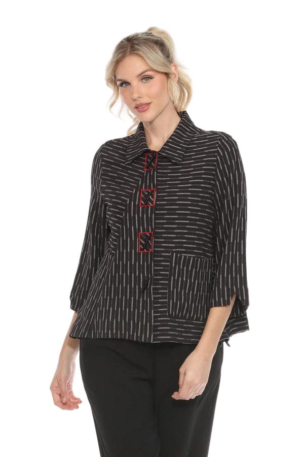 Geometric-Print Button Front Jacket - 3616