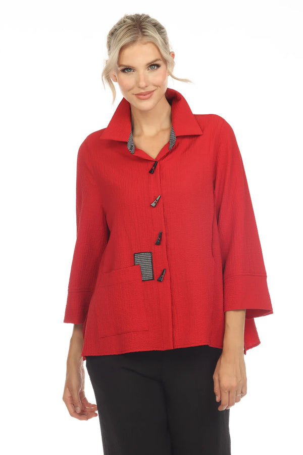 Patch Trim Shirt/Jacket in Red - 3649-RD