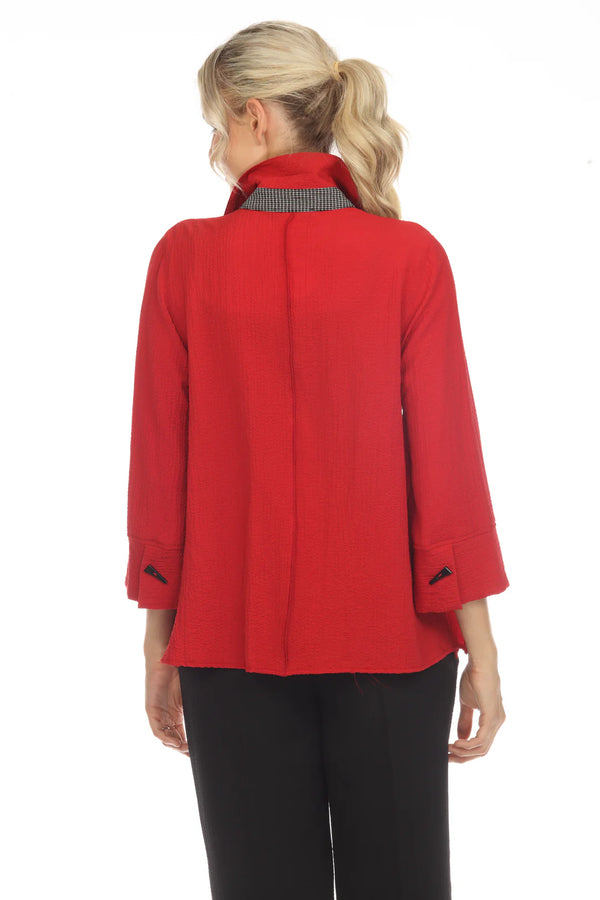 Patch Trim Shirt/Jacket in Red - 3649-RD