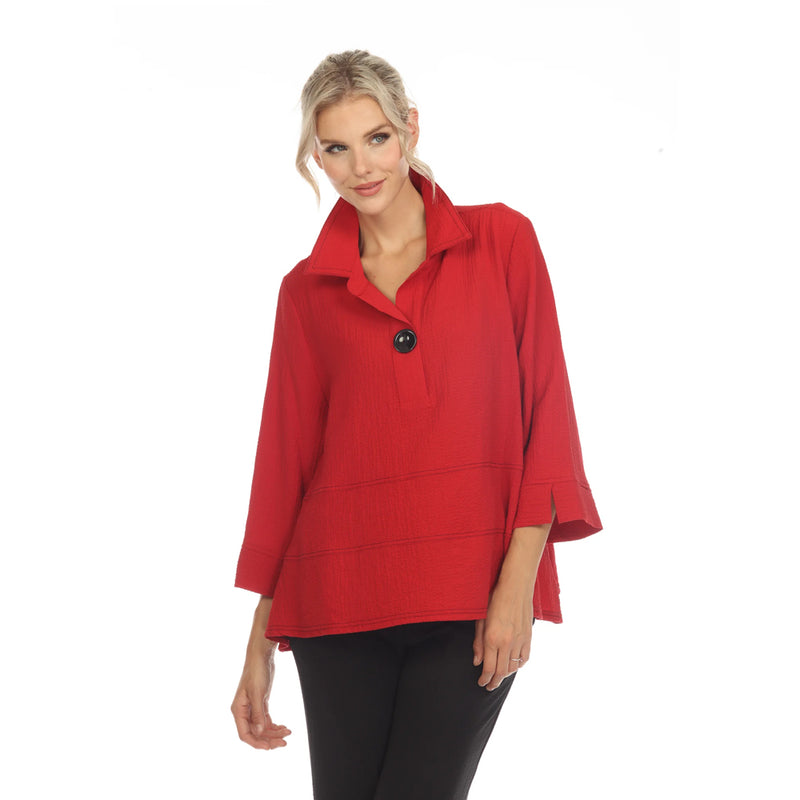 Moonlight One-Button Tunic Top in Red - 3653
