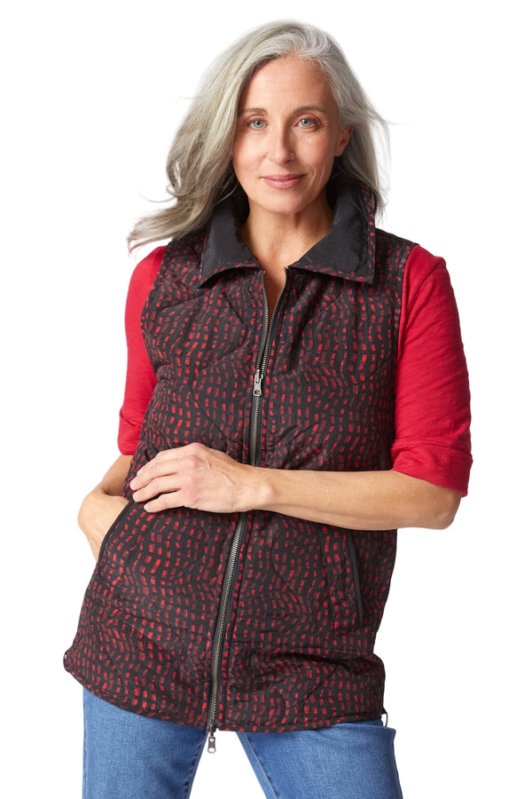 Reversible Mosaic Print Puffer Vest - 36625