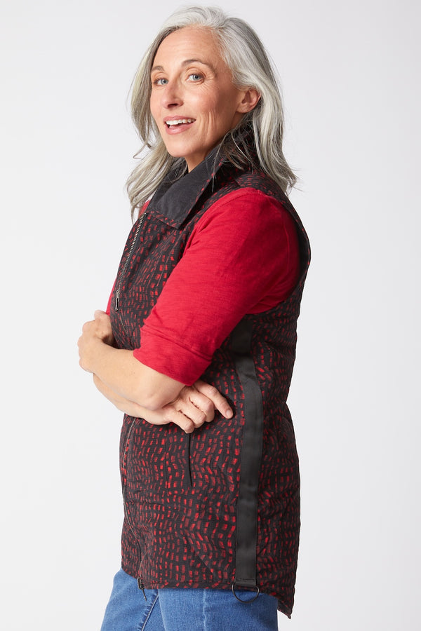 Reversible Mosaic Print Puffer Vest - 36625