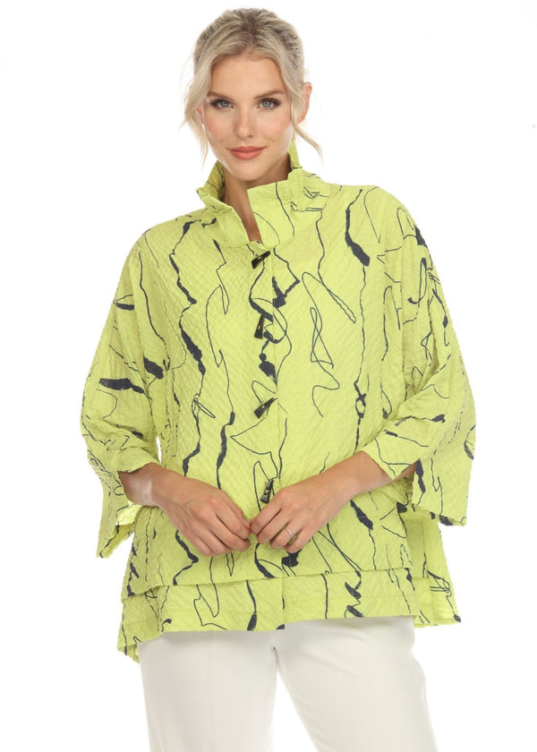 Moonlight Abstract-Print Jacket in Lime - 3662 - Sizes L - XXL