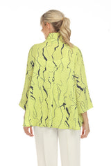 Abstract Squiggle-Print Blouse in Lime - 3662