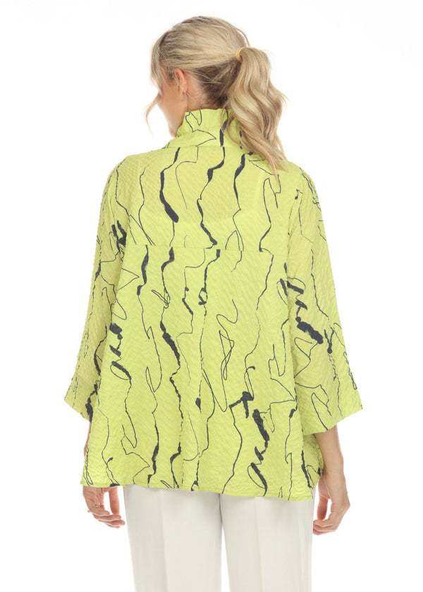 Moonlight Abstract-Print Jacket in Lime - 3662 - Sizes L - XXL