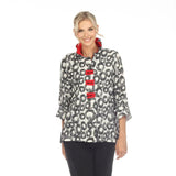 Circular Print 3-Button Jacket w/ Adjustable Collar - 3665