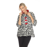 Circular Print 3-Button Jacket w/ Adjustable Collar - 3665