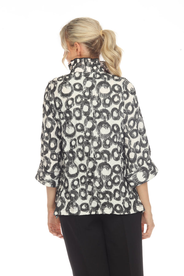 Moonlight Circular Print 3-Button Jacket w/ Adjustable Collar - 3665 -