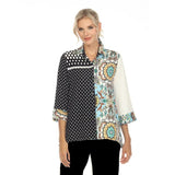 Mixed-Print Button Front Blouse - 3667 - Size L Only!