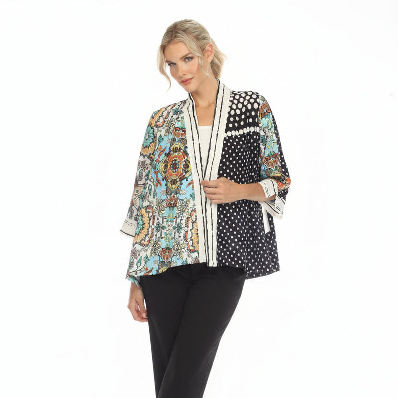 Floral Paisley & Polka-Dot Open Front Jacket - 3668 - Size S Only!