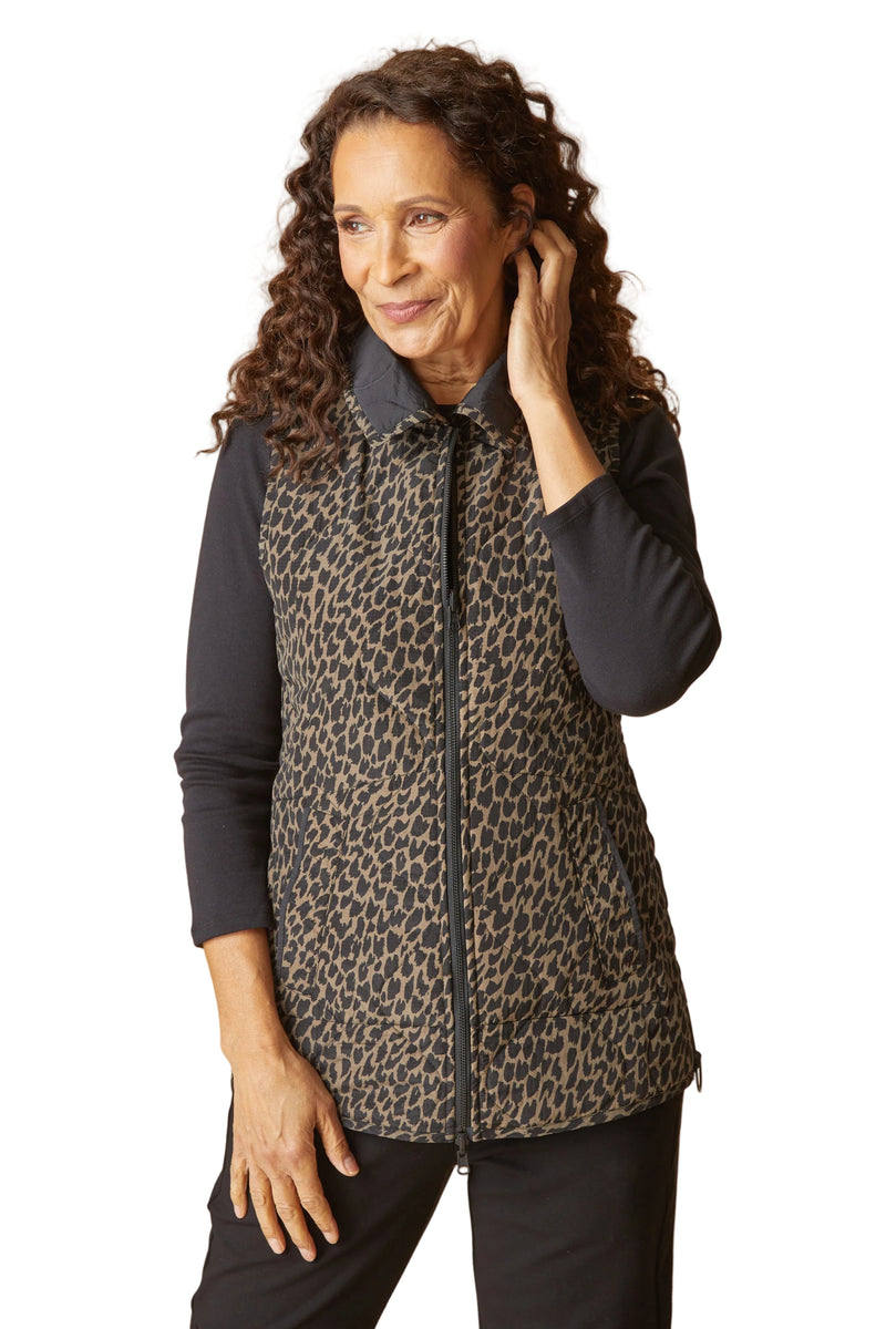 Habitat Reversible Printed Quilt Puffer Vest - BLACK - image 1