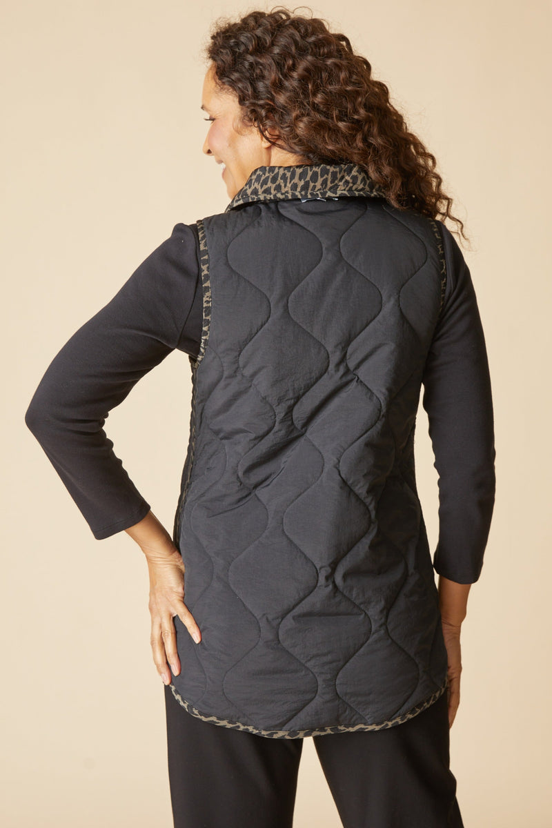 Reversible Printed Quilt Puffer Vest - 36725