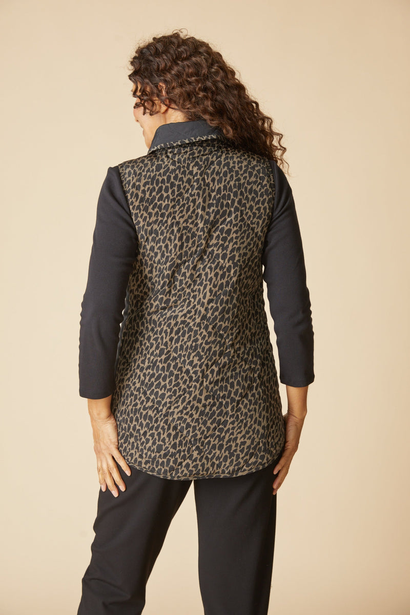 Reversible Printed Quilt Puffer Vest - 36725