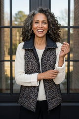 Reversible Printed Quilt Puffer Vest - 36725