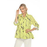 Abstract-Print Blouse in Lime - 3683