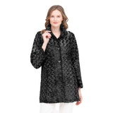 Rosette Swirl Faux Fur Coat in Silver/Black - 4924-SLV