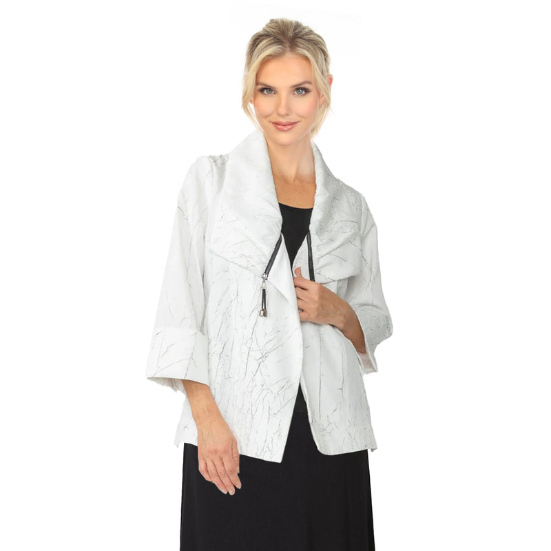 Crackle Print Jacket in White - 6793J-WHT