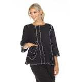 Textured Tunic Top in Black/White 3706 - Sizes M & XXL