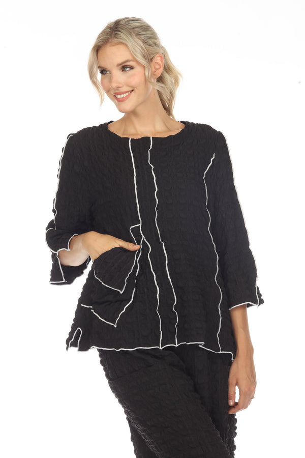 Textured Tunic Top in Black/White 3706 - Sizes M & XXL