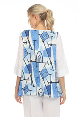 Abstract-Print Tunic Top in Blue Multi - 3711