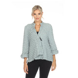 Solid Asymmetric Jacket in Sage Blue - 3715-BLU