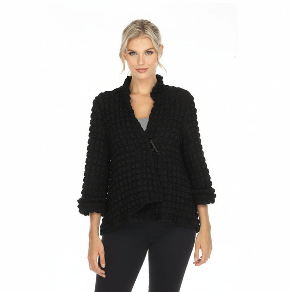 Solid Asymmetric Jacket in Black - 3715-BLK
