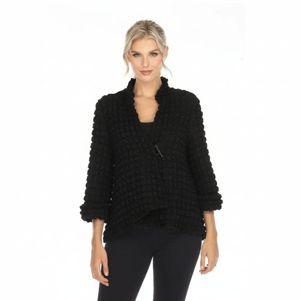 Solid Asymmetric Jacket in Black - 3715-BLK